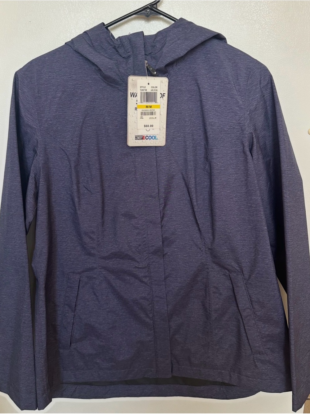 32 Degrees Hooded Windbreaker Jacket - Heather Navy Blue
